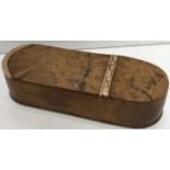 A 19th Century Scottish burr maple and yellow metal mounted snuff box of elongated oval form, 10.