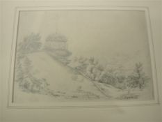 IN THE MANNER OF J CONSTABLE "Flagstaff at Bonchurch Isle of Wight", pencil drawing,