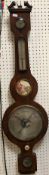 An early Victorian rosewood cased banjo barometer thermometer with central mirrored panel
