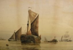 FREDERICK JAMES ALDRIDGE (1850-1933) “Thames barges and other vessels on the Thames estuary”,