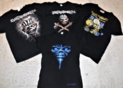 A collection of four IRON MAIDEN t-shirts including "Life After Death" and three "Iron Maiden FC"