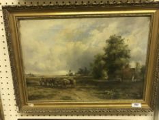 ARDEN SIDNEY MELVILLE (1847-1881) "Logging team", oil on canvas, unsigned,