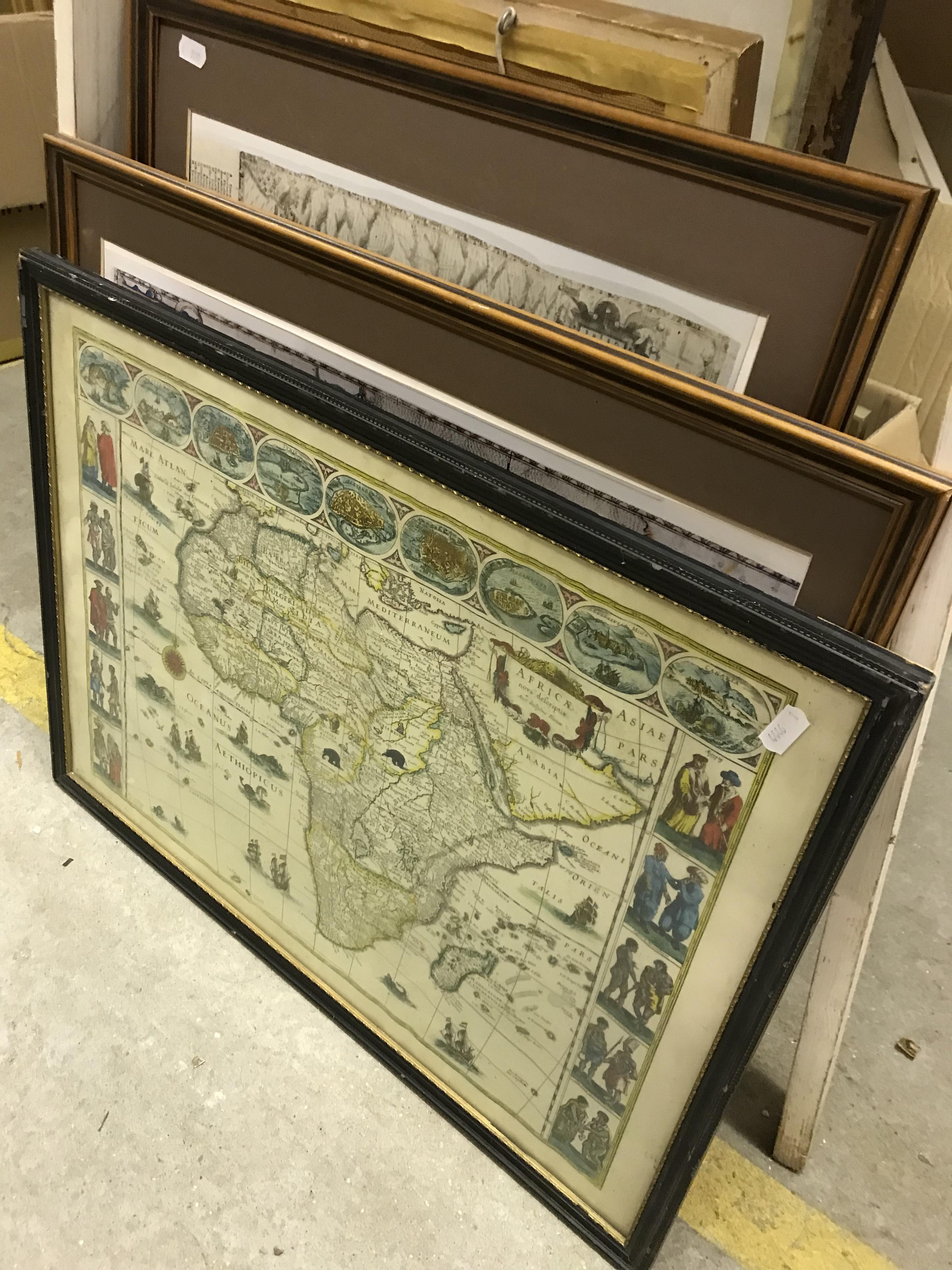 A collection of decorative pictures to include reproduction maps, - Image 3 of 4