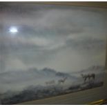 JOANNA HOWELL “Horses in the mist”, watercolour,