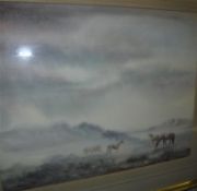JOANNA HOWELL “Horses in the mist”, watercolour,
