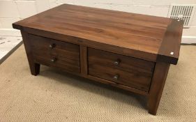 A 20th Century Eastern hardwood coffee table chest, the plain top above two deep drawers,
