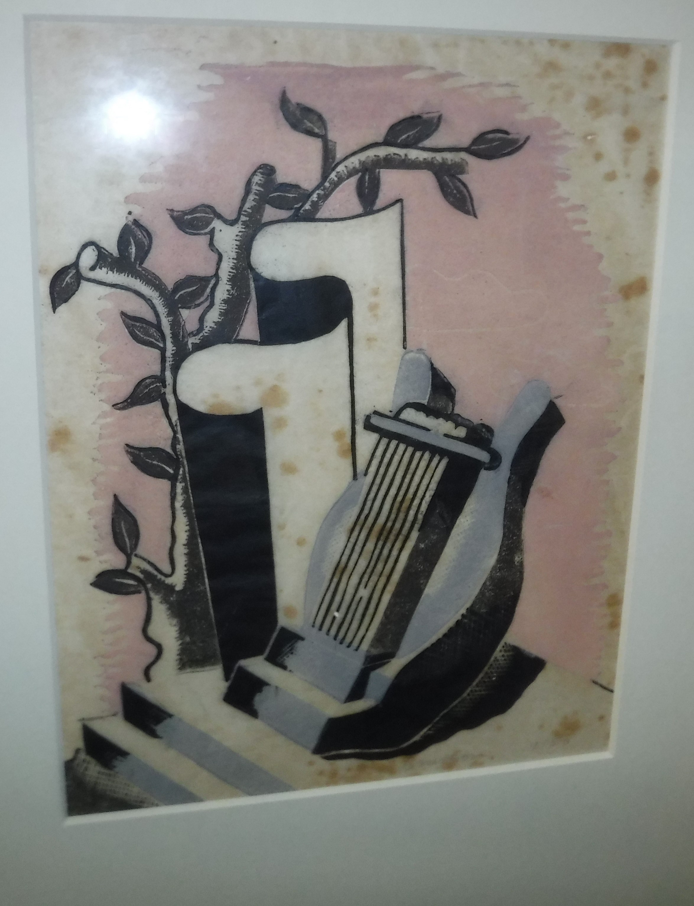 AFTER RONALD GRIERSON (1901-1993) "Lyre 1932", linocut,