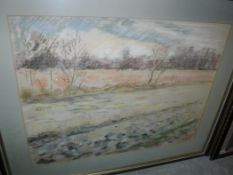 PETER HICKS BEACH “Rural landscape, winter”, pastel, initialed and dated '77 lower right,