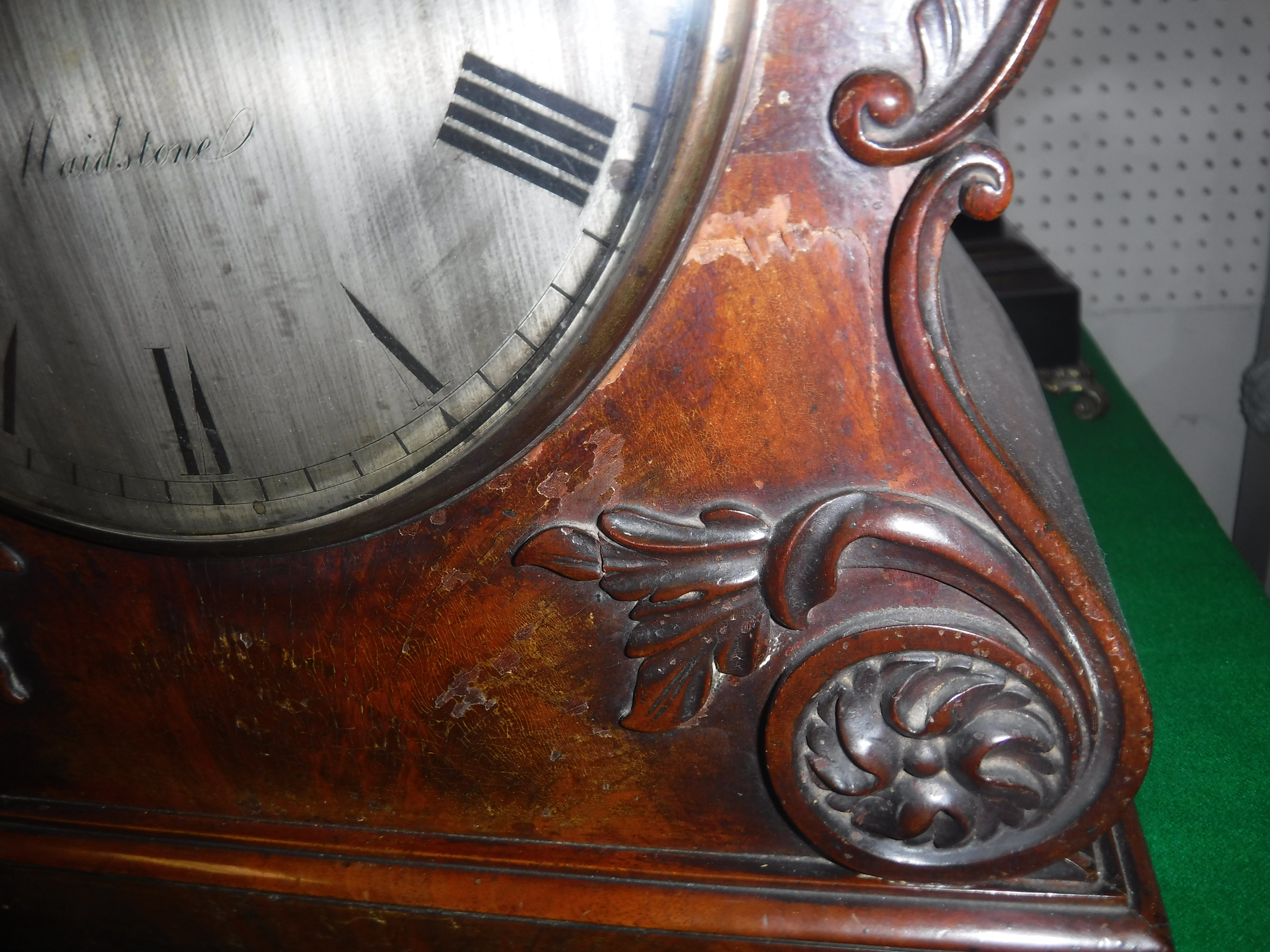 A 19th Century mahogany cased mantel clock with applied moulded scrolling foliate decoration, - Image 11 of 29