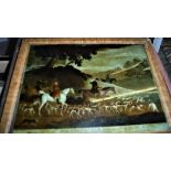 J SEYMOUR "Horse riders and hounds", reverse print on glass, 25.