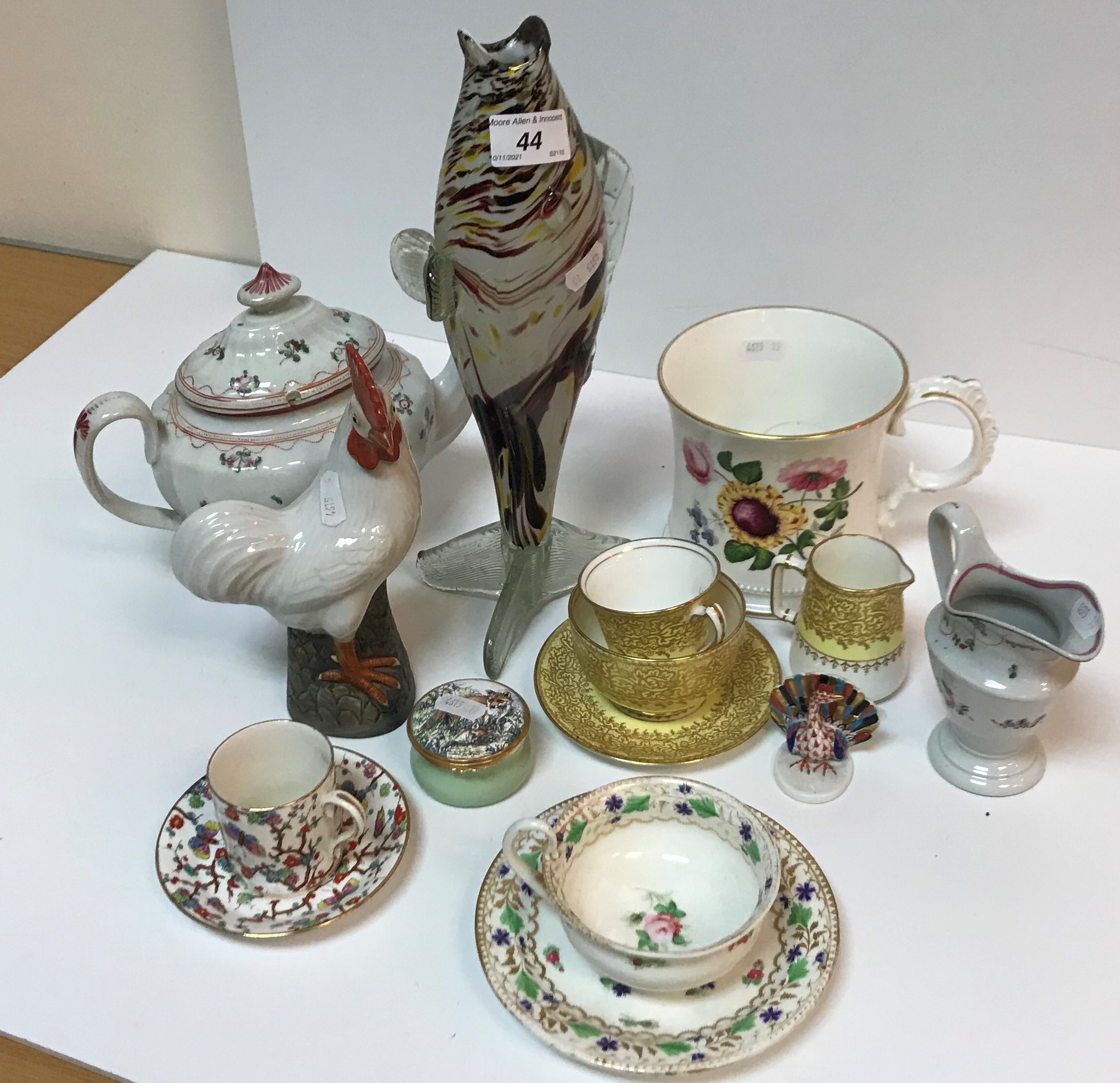 A collection of various china wares to include a Newhall style wrythen moulded teapot with floral - Image 3 of 3