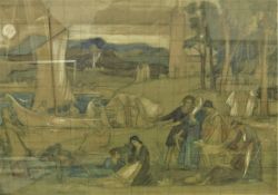 STEWART CARMICHAEL (1867-1950) "First study for Tir-Nan-Og - The Land of the Ever Young", pencil,