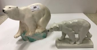 A Wedgwood figure of a polar bear upon a green tinged ice flow base 21 cm long x 16.