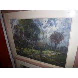AUBREY SYKES "Landscape study with figure in foreground", pastel, signed lower left, 53 cm x 71 cm,