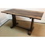 An early 20th Century oak refectory style table, 135 cm long x 82 cm wide x 76 cm high,