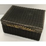 A silver and yellow metal mounted carved tortoiseshell rectangular box of basket work form,