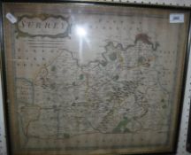 AFTER ROBERT MORDEN "Sussex", map of Sussex, 38 cm x 43 cm, together with "Surrey", 38 cm x 44 cm,