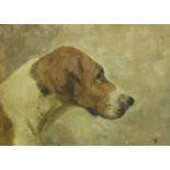 HENRY FREDERICK LUCAS LUCAS "Head of a hound", a study, oil on canvas, monogrammed lower right,