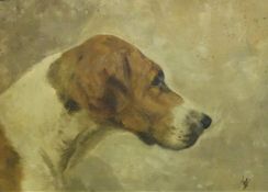 HENRY FREDERICK LUCAS LUCAS "Head of a hound", a study, oil on canvas, monogrammed lower right,