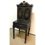 A 19th Century black lacquered and chinoiserie decorated bonheur du jour,