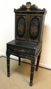 A 19th Century black lacquered and chinoiserie decorated bonheur du jour,