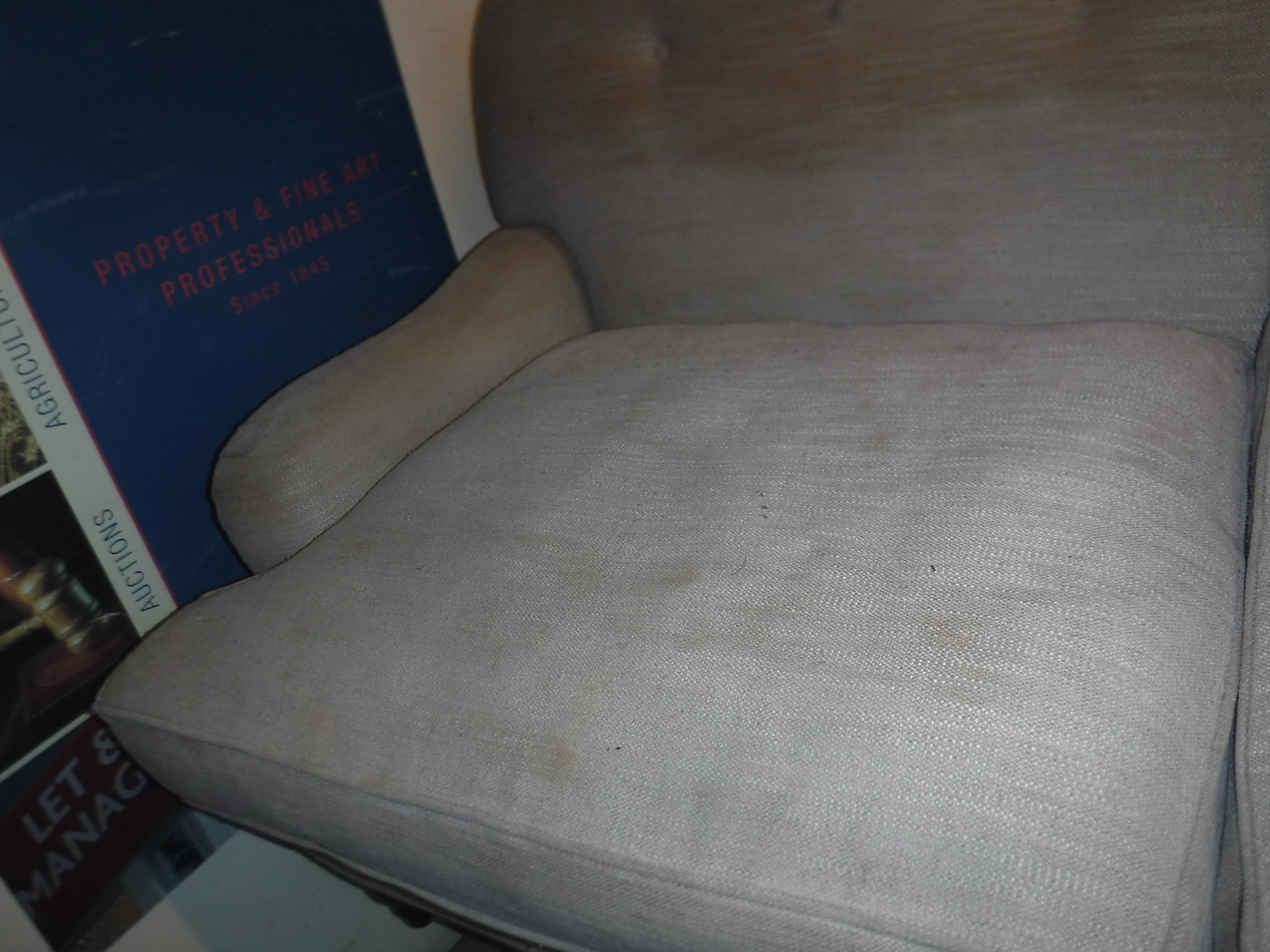 A modern mushroom or taupe upholstered two seat sofa in the Howard manner, - Image 7 of 10