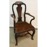 A 19th Century marquetry inlaid carver chair in the 18th Century Dutch manner,