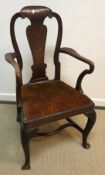 A 19th Century marquetry inlaid carver chair in the 18th Century Dutch manner,