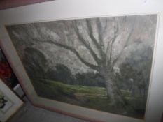 AUBREY SYKES "The bridge", landscape study, pastel, signed lower right, 53 cm x 70 cm,
