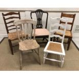 Thirteen various dining and kitchen chairs