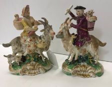 A pair of Derby figures of "The Welsh Tailor" and "His Wife" circa 1820, 14.