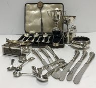 A collection of silver wares to include six pistol grip butter knives (by Harrison Brothers &