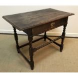 An 18th Century and later oak side table,