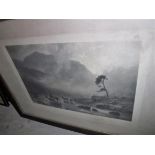 AFTER CHARLES STEWART "Morning (Return to their moorland home)", black and white etching,