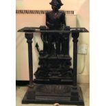 A Victorian cast iron stick stand as Admiral Lord Nelson stood beside an anchor raised on two