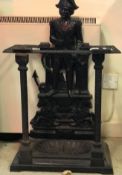 A Victorian cast iron stick stand as Admiral Lord Nelson stood beside an anchor raised on two