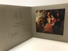 A Royal Christmas card signed "Elizabeth R and Prince Philip",