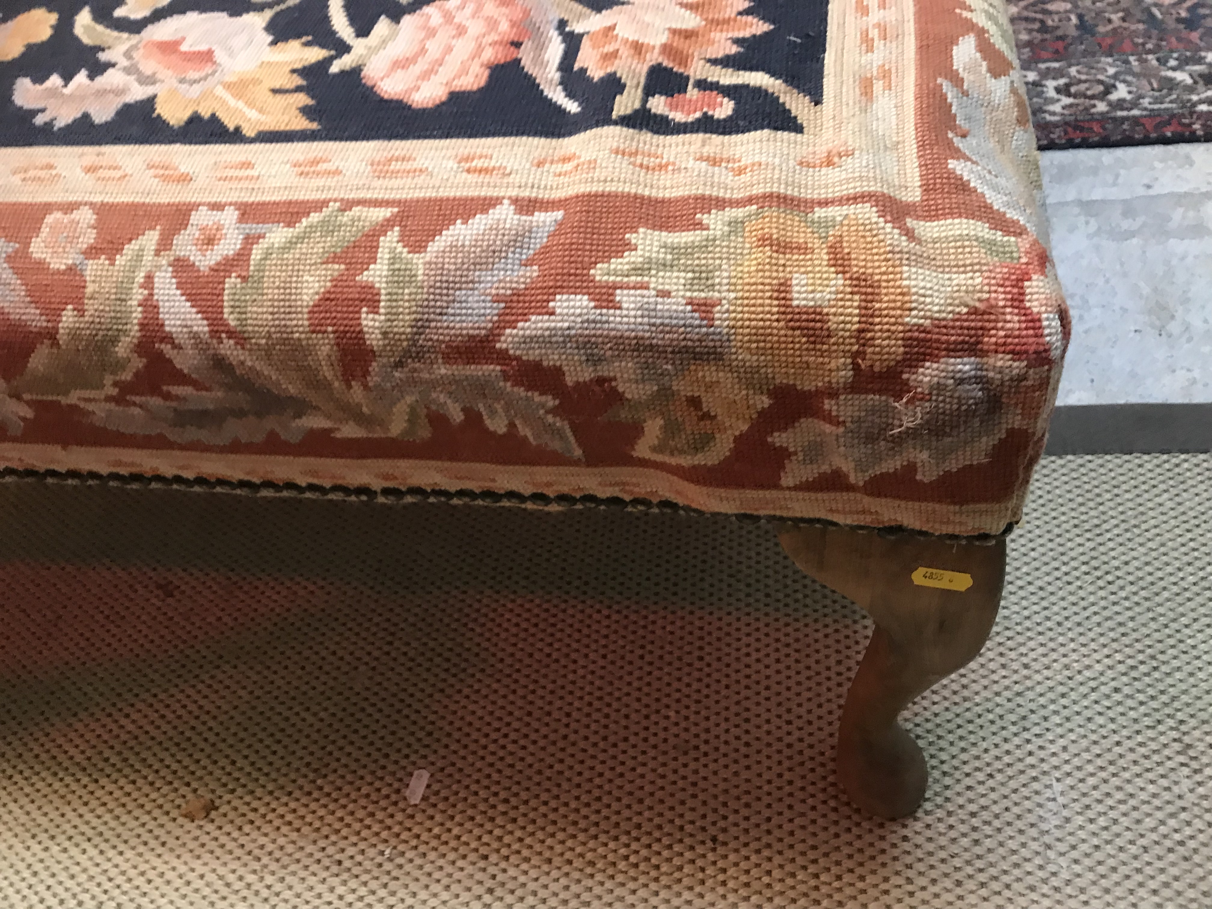 A modern floral tapestry upholstered rectangular drawing room stool on beech cabriole legs to pad - Image 14 of 16