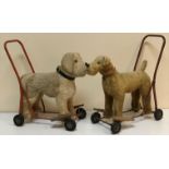 A vintage Lines Brothers trolley figure of a Fox Terrier and a Lines Brothers wood wool filled