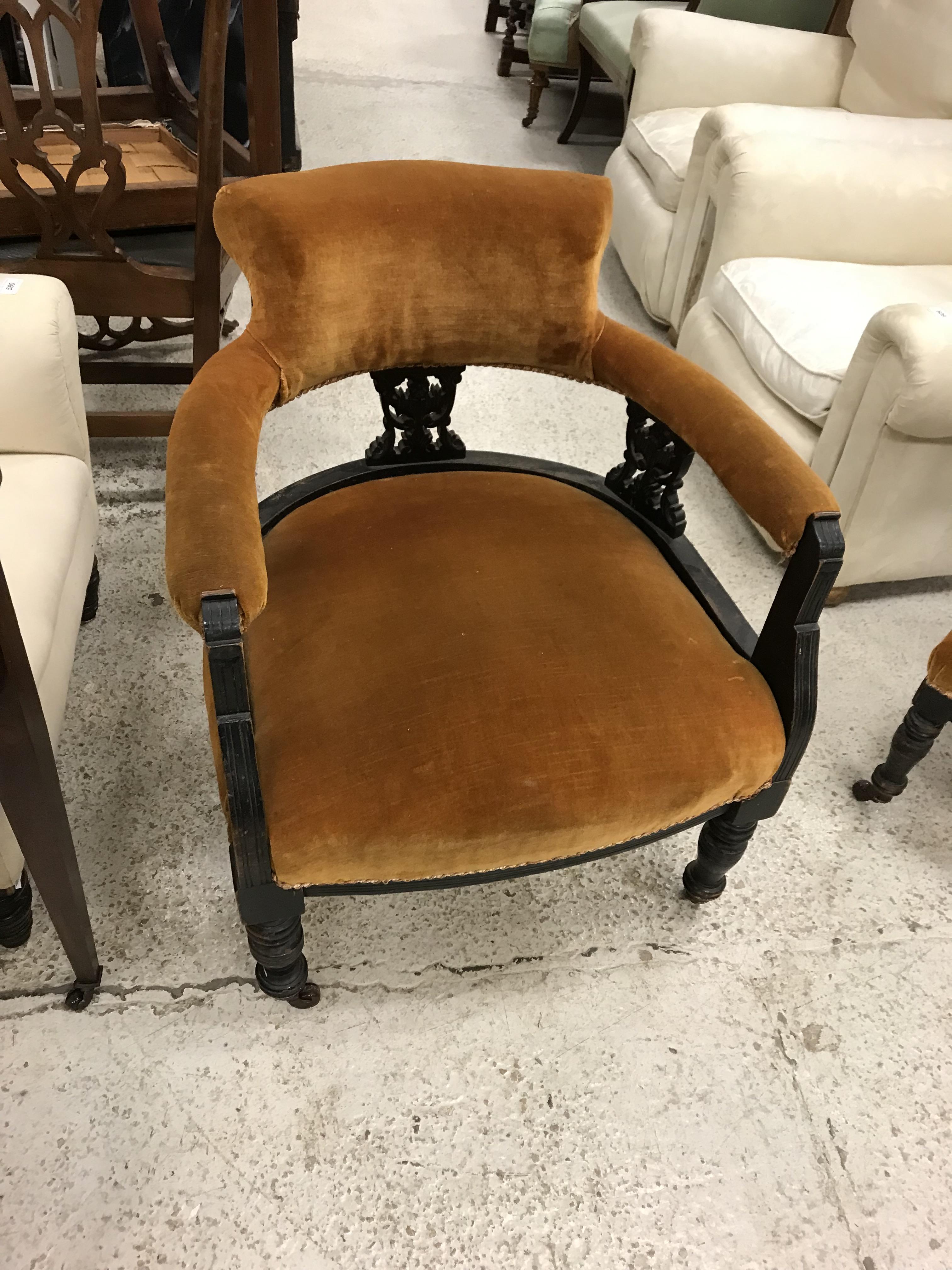 A Victorian ebonised salon suite of two tub chairs and four standard chairs CONDITION - Image 2 of 33