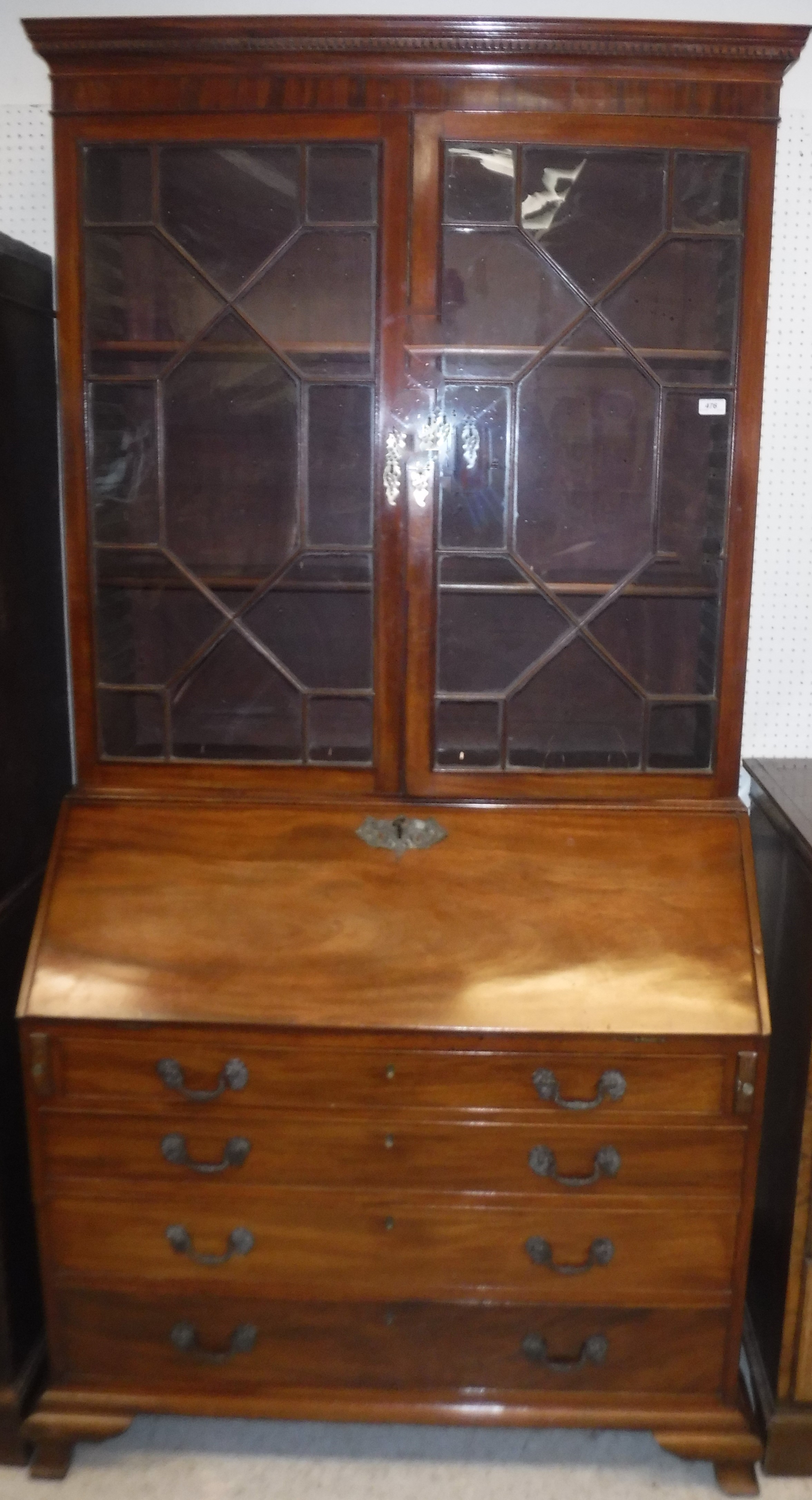 A late George III mahogany bureau bookcase,
