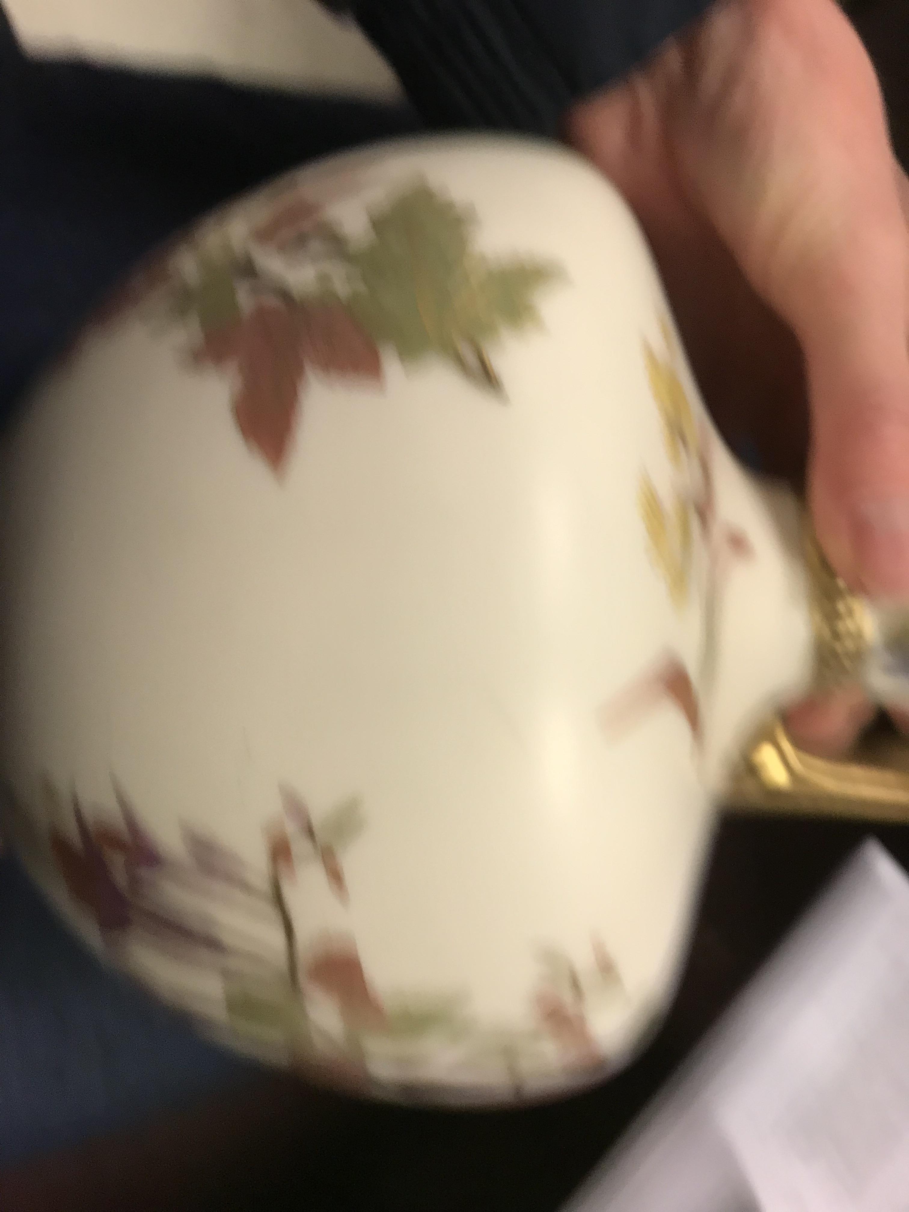 A Royal Worcester blushware jug with floral decoration No'd 4227 dated marked for 1890 25 cm high - Image 10 of 14