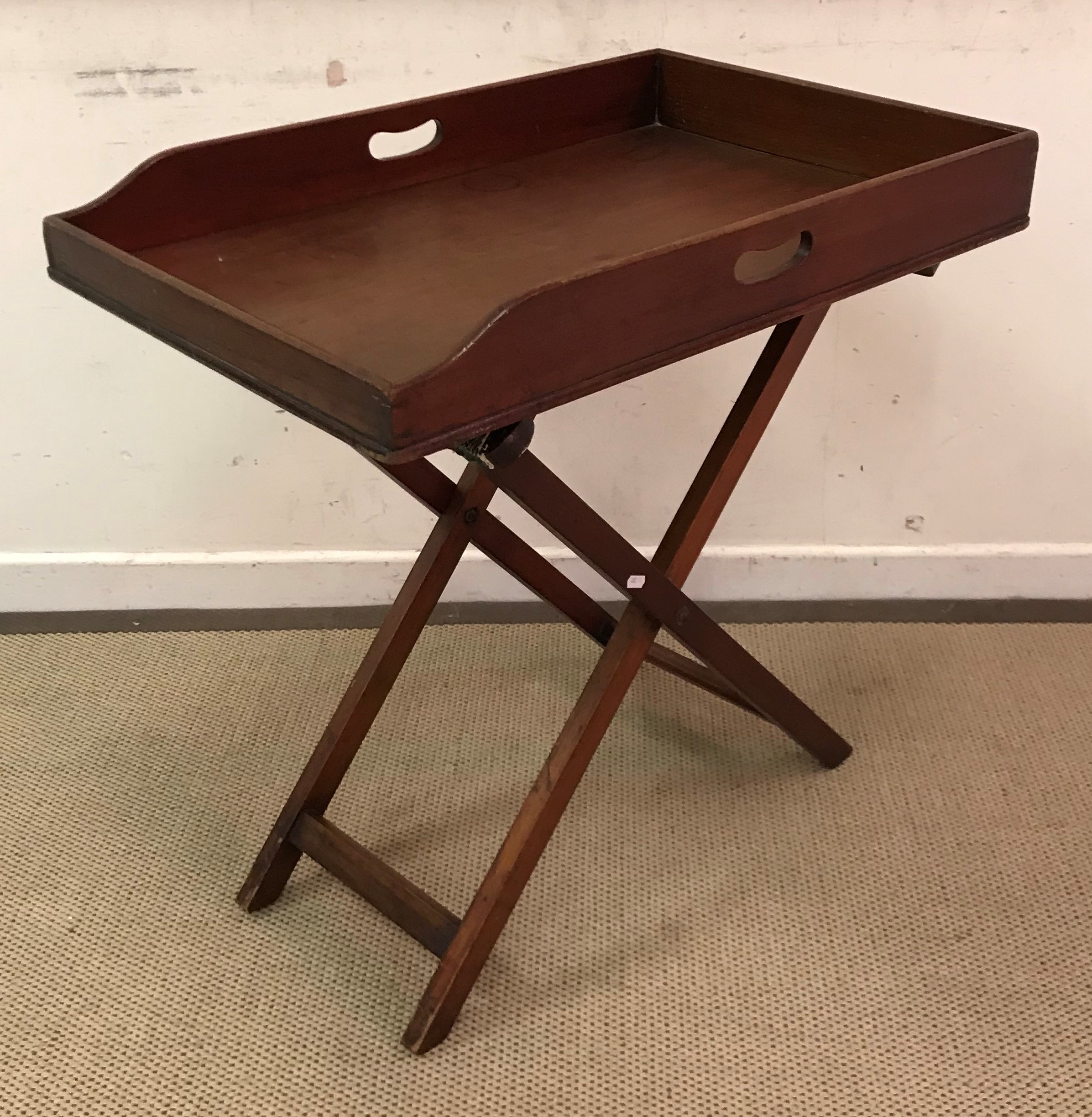 A 19th Century mahogany butler's tray on stand of typical form, 75. - Image 2 of 2