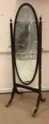 An early 20th Century mahogany cheval mirror in the Georgian style,