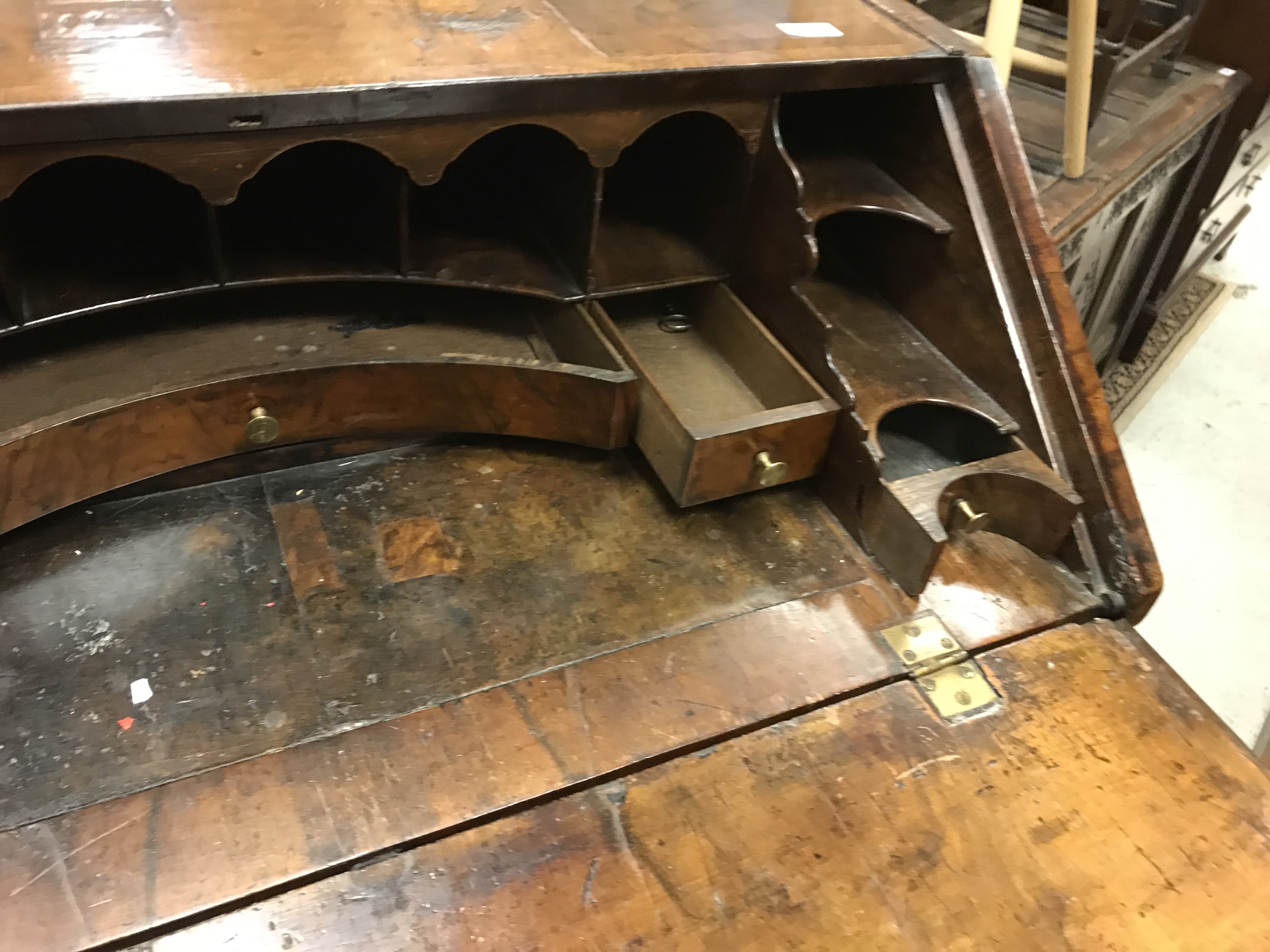 An early 18th Century walnut bureau, - Image 21 of 48