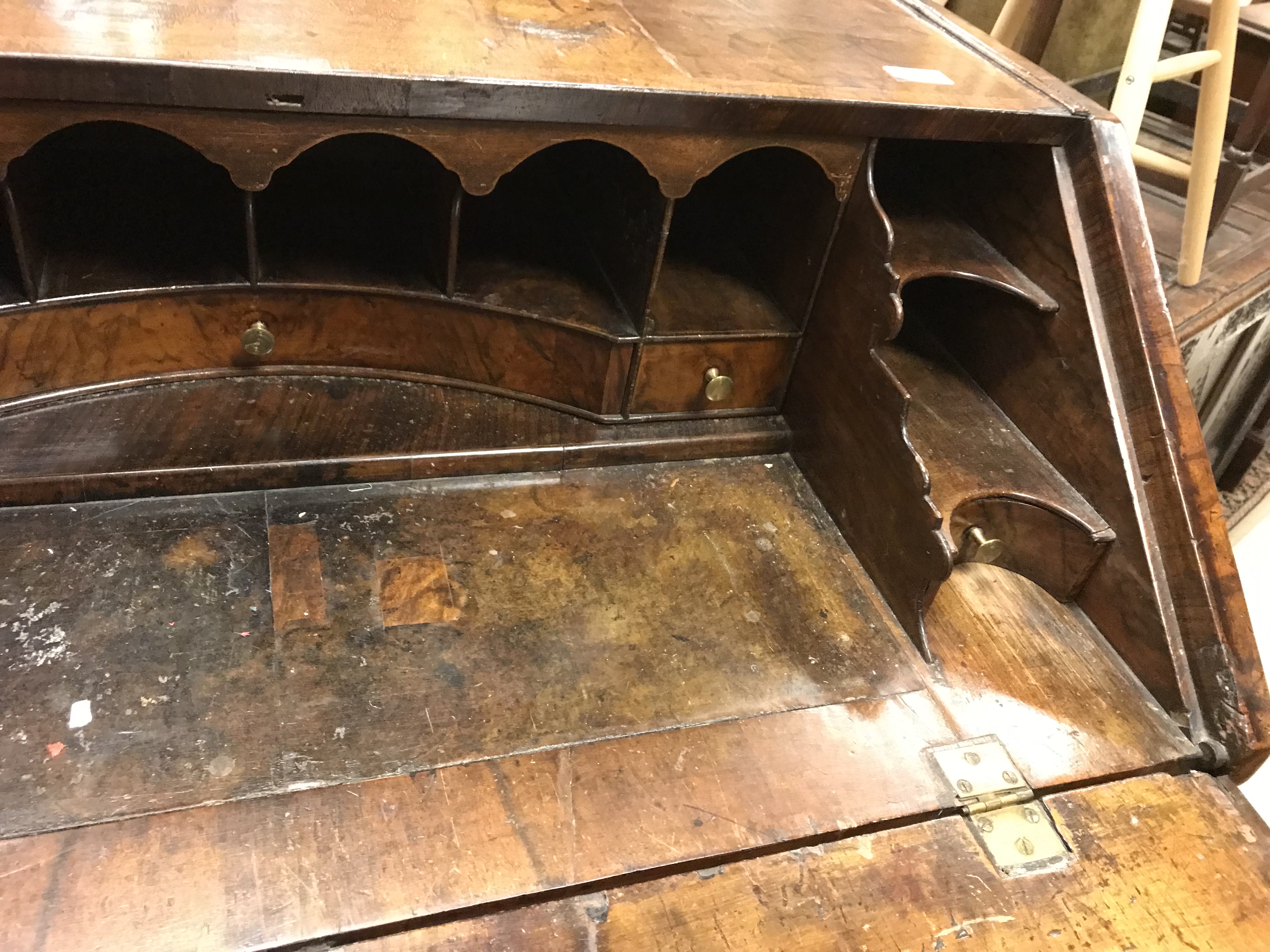 An early 18th Century walnut bureau, - Image 18 of 48