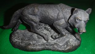 AFTER PIERRE-JULES MENE "Prowling Wolf" a patinated bronze figure, 18.