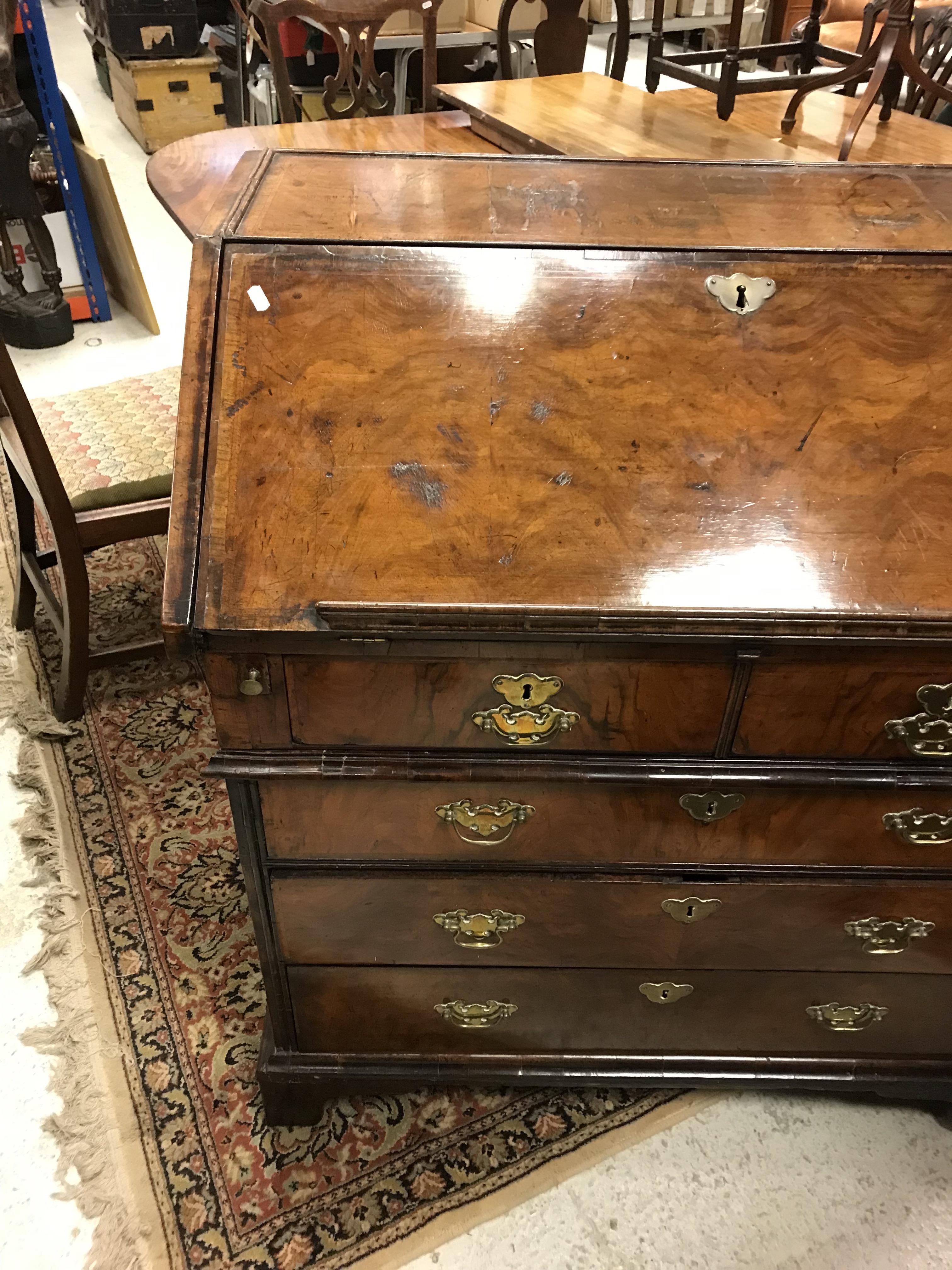 An early 18th Century walnut bureau, - Image 2 of 48