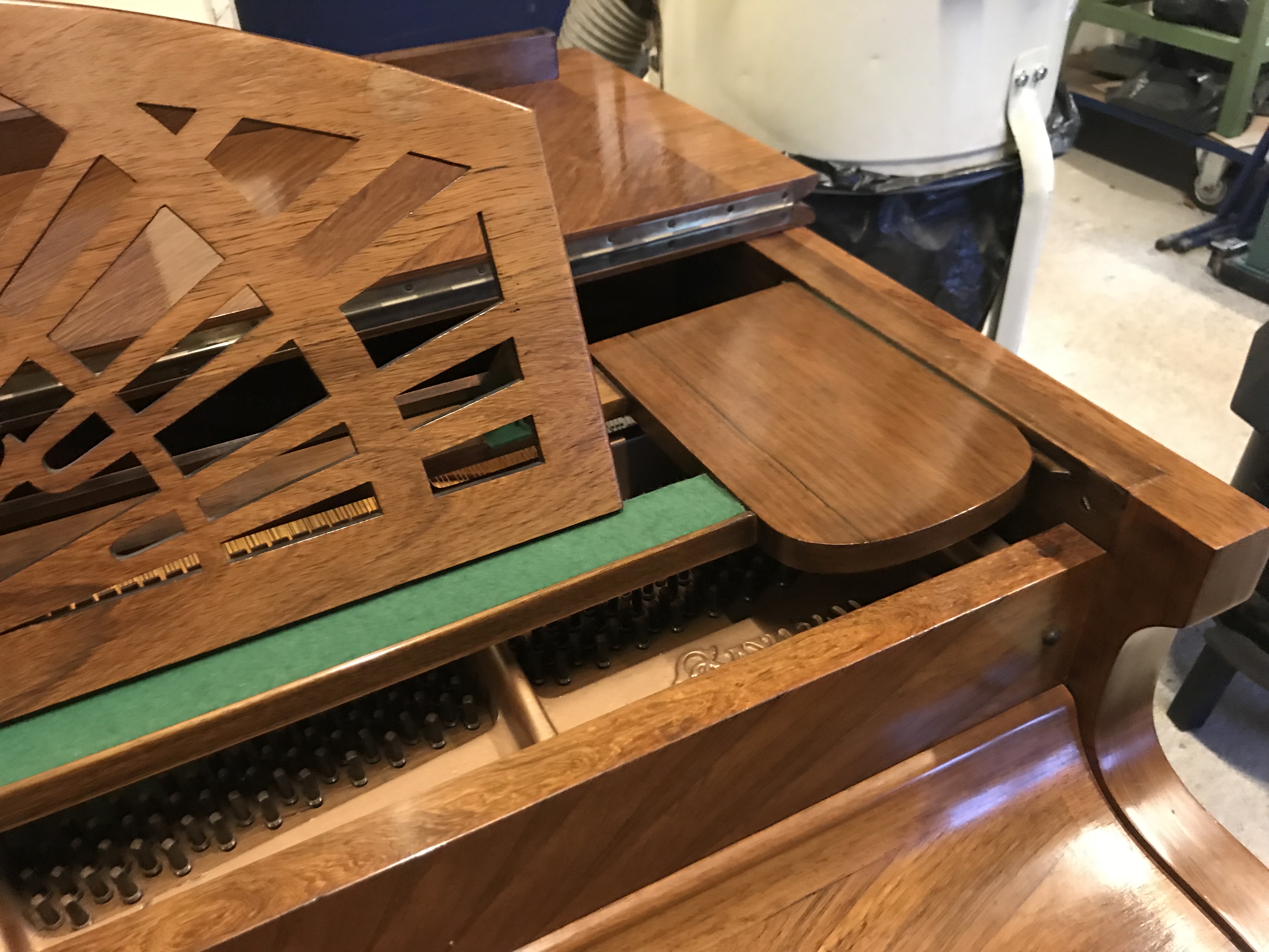 An early 20th Century rosewood starburst veneered baby grand piano, - Image 26 of 29