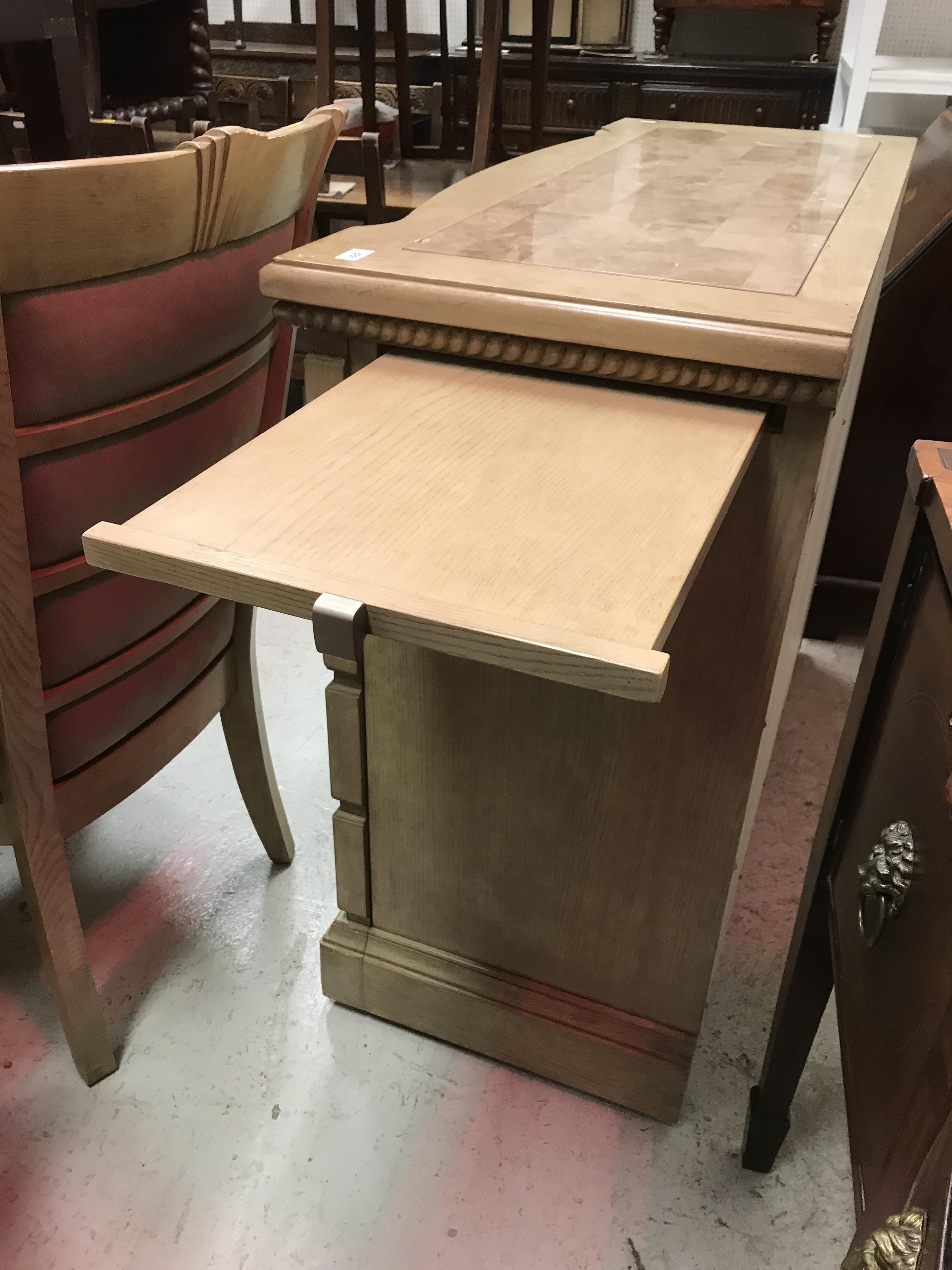 A modern stained oak and ash extending dining table on square ringed supports united by a centre - Image 11 of 50